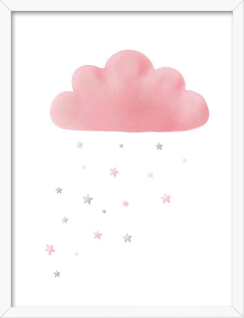 Falikép 30x40 cm, felhő, fehér rózsaszín - NUAGE - Butopêa